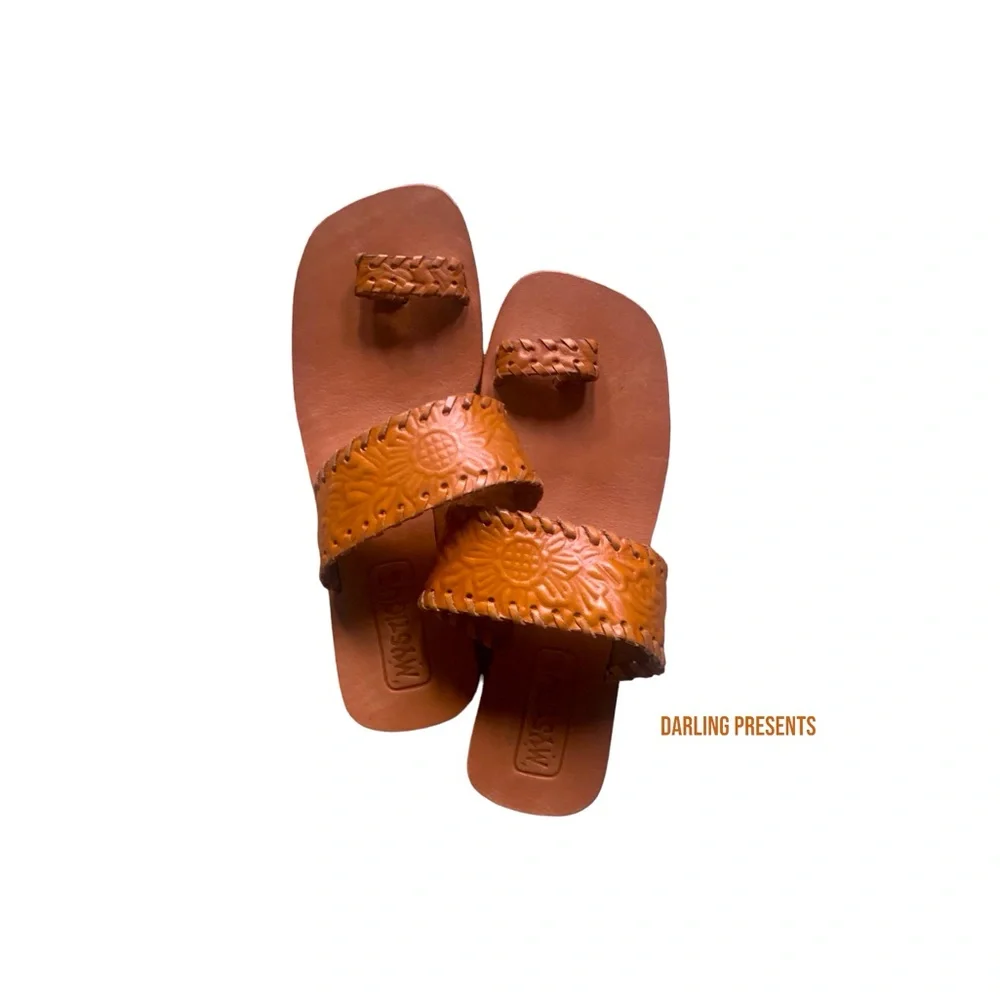 Mystique Leather Sandals Women Color Brown Size 8